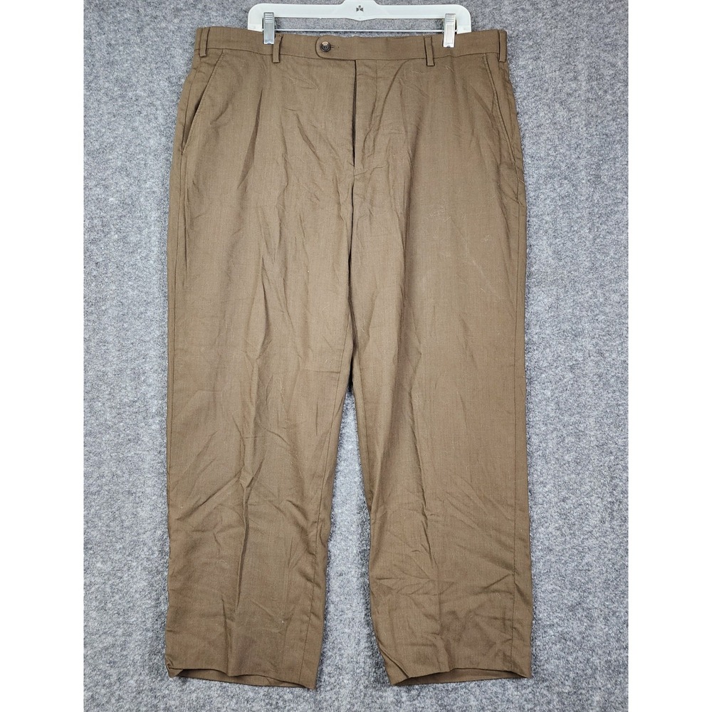 Pronto Uomo Couture Dress Pants Mens 40 Brown 100% Wool Flat Front Trousers